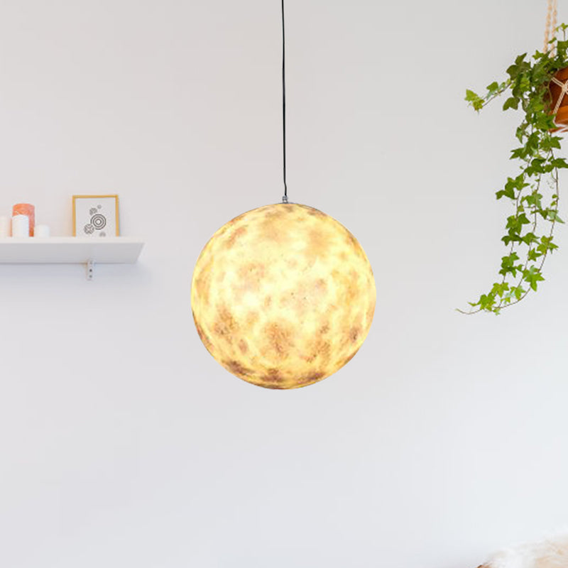 1 Light Dining Room Pendant Lamp Creative Yellow/Orange/Blue Suspended Lighting Fixture with Planet Resin Shade Orange Clearhalo 'Ceiling Lights' 'Pendant Lights' 'Pendants' Lighting' 1804954_65701e6e-1fba-43c1-a9ff-6e041c12f72c