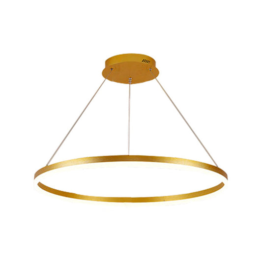 Ring Chandelier Lamp Minimalist Metal 16"/19.5"/23.5" With LED Bedroom Ceiling Pendant in Gold, Warm/White Light Clearhalo 'Ceiling Lights' 'Chandeliers' 'Modern Chandeliers' 'Modern' Lighting' 1804959