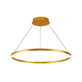 Ring Chandelier Lamp Minimalist Metal 16"/19.5"/23.5" With LED Bedroom Ceiling Pendant in Gold, Warm/White Light Clearhalo 'Ceiling Lights' 'Chandeliers' 'Modern Chandeliers' 'Modern' Lighting' 1804959