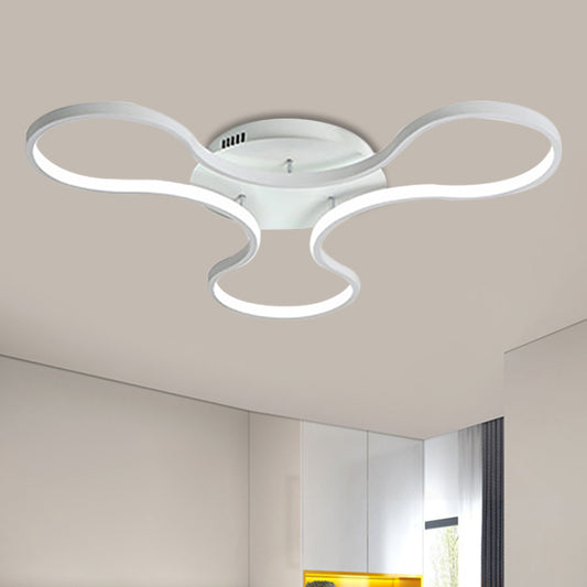 Fidget Spinner Shaped Ceiling Flush Simplicity Metal White LED Flush Mount Light for Boys Room, 23"/29" Width White Clearhalo 'Ceiling Lights' 'Close To Ceiling Lights' 'Close to ceiling' 'Semi-flushmount' Lighting' 1804968