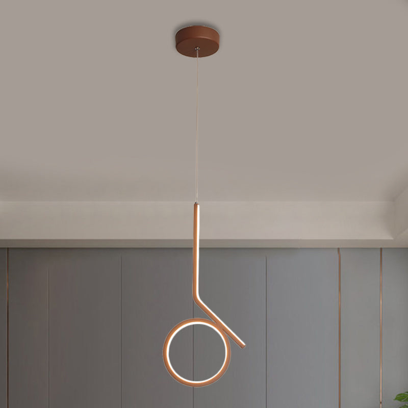 Modernism Round and Bent Linear Pendant Metallic LED Corridor Ceiling Hang Fixture in Brown, Warm/White Light Clearhalo 'Ceiling Lights' 'Modern Pendants' 'Modern' 'Pendant Lights' 'Pendants' Lighting' 1804994