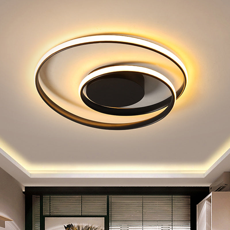 Black/White Circular Ceiling Flush Contemporary 18"/23.5" Wide LED Metal Flush Mount Fixture in Warm/White Light Clearhalo 'Ceiling Lights' 'Close To Ceiling Lights' 'Close to ceiling' 'Flush mount' Lighting' 1804998