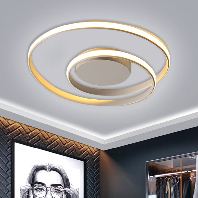 Black/White Circular Ceiling Flush Contemporary 18"/23.5" Wide LED Metal Flush Mount Fixture in Warm/White Light White Clearhalo 'Ceiling Lights' 'Close To Ceiling Lights' 'Close to ceiling' 'Flush mount' Lighting' 1805002