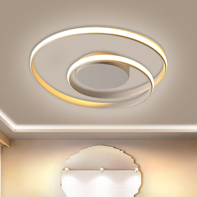 Black/White Circular Ceiling Flush Contemporary 18"/23.5" Wide LED Metal Flush Mount Fixture in Warm/White Light Clearhalo 'Ceiling Lights' 'Close To Ceiling Lights' 'Close to ceiling' 'Flush mount' Lighting' 1805003