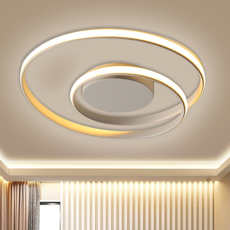 Black/White Circular Ceiling Flush Contemporary 18"/23.5" Wide LED Metal Flush Mount Fixture in Warm/White Light Clearhalo 'Ceiling Lights' 'Close To Ceiling Lights' 'Close to ceiling' 'Flush mount' Lighting' 1805004