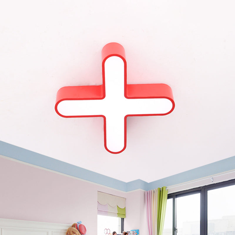 Nordic LED Flushmount Lighting Red/Blue/Green Mathematical Notation Ceiling Lamp with Metal Shade Red Clearhalo 'Ceiling Lights' 'Close To Ceiling Lights' 'Close to ceiling' 'Flush mount' Lighting' 1805020