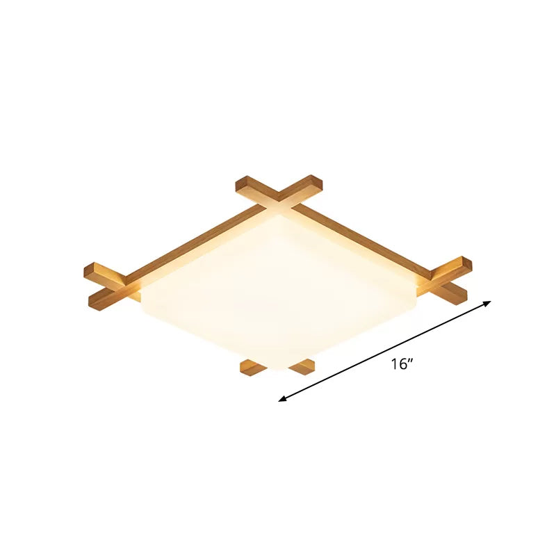 Square Ceiling Lamp Modernist Acrylic 16"/18"/23.5" Wide LED Parlor Flush Mount with Wood Frame in Beige, Warm/White Light Clearhalo 'Ceiling Lights' 'Close To Ceiling Lights' 'Close to ceiling' 'Flush mount' Lighting' 1805065