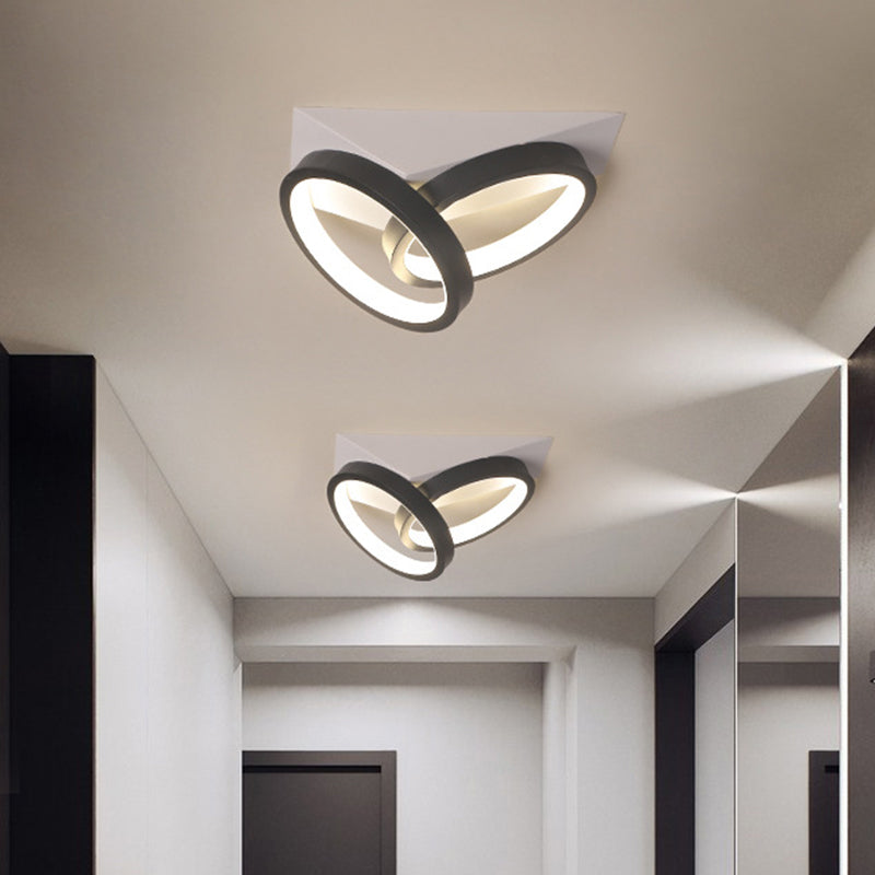 Metallic Rings Ceiling Mounted Fixture Modernism LED Black Semi Flush Lamp in Warm/White Light Clearhalo 'Ceiling Lights' 'Close To Ceiling Lights' 'Close to ceiling' 'Semi-flushmount' Lighting' 1805083