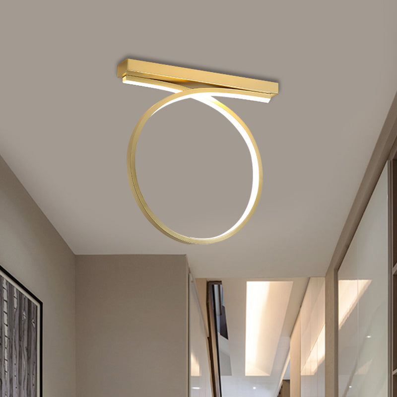 Black/Gold Loop Flush Mount Ceiling Light Simplicity Metal LED Flushmount in Warm/White Light for Restaurant Clearhalo 'Ceiling Lights' 'Close To Ceiling Lights' 'Close to ceiling' 'Flush mount' Lighting' 1805087