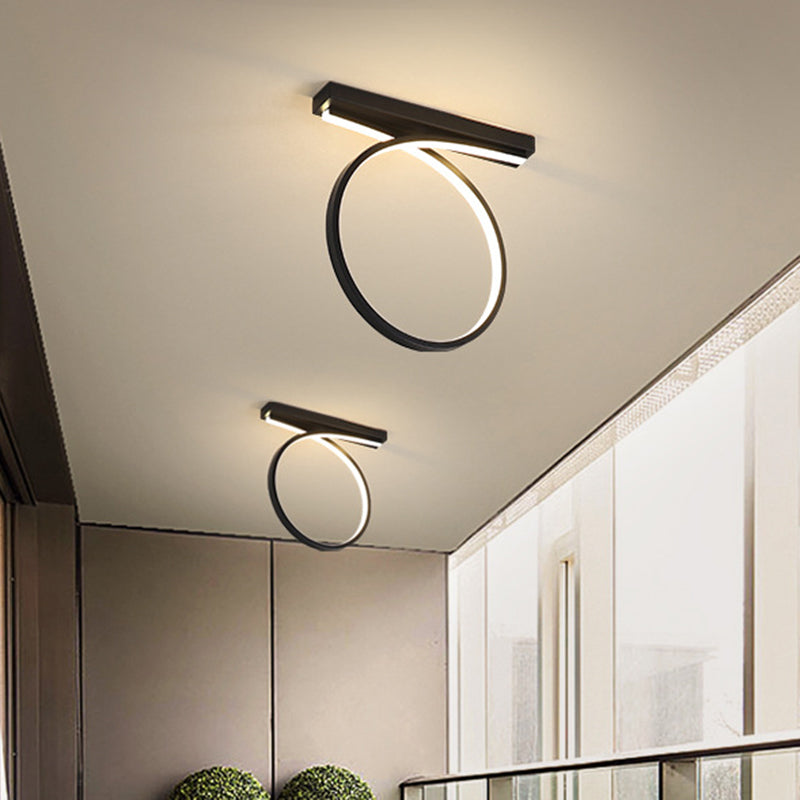 Black/Gold Loop Flush Mount Ceiling Light Simplicity Metal LED Flushmount in Warm/White Light for Restaurant Clearhalo 'Ceiling Lights' 'Close To Ceiling Lights' 'Close to ceiling' 'Flush mount' Lighting' 1805090