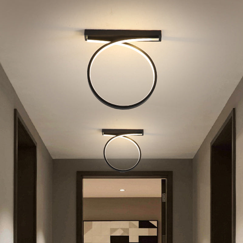 Black/Gold Loop Flush Mount Ceiling Light Simplicity Metal LED Flushmount in Warm/White Light for Restaurant Clearhalo 'Ceiling Lights' 'Close To Ceiling Lights' 'Close to ceiling' 'Flush mount' Lighting' 1805091