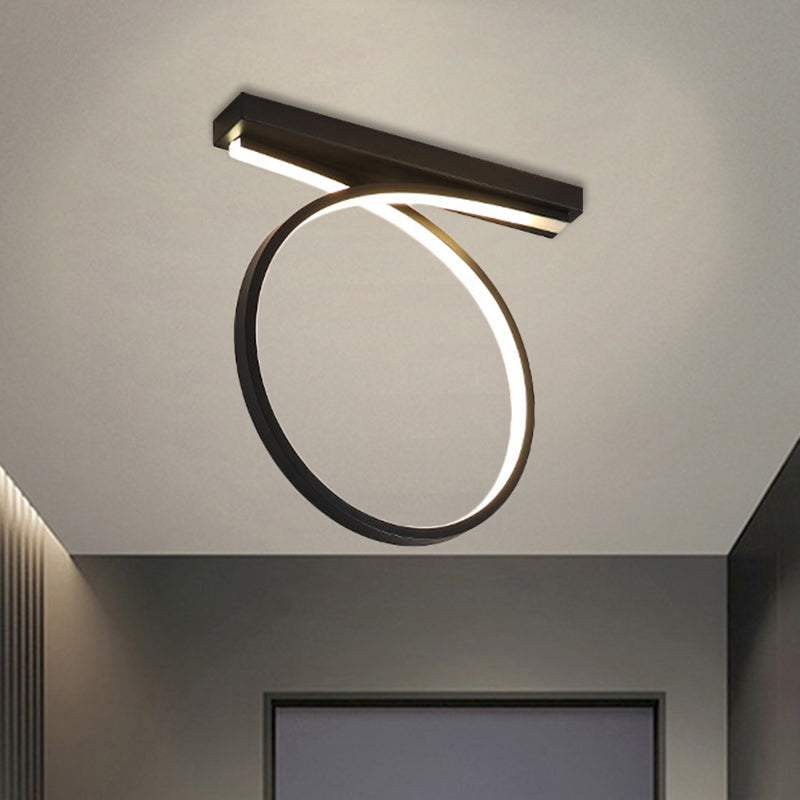 Black/Gold Loop Flush Mount Ceiling Light Simplicity Metal LED Flushmount in Warm/White Light for Restaurant Black Clearhalo 'Ceiling Lights' 'Close To Ceiling Lights' 'Close to ceiling' 'Flush mount' Lighting' 1805092