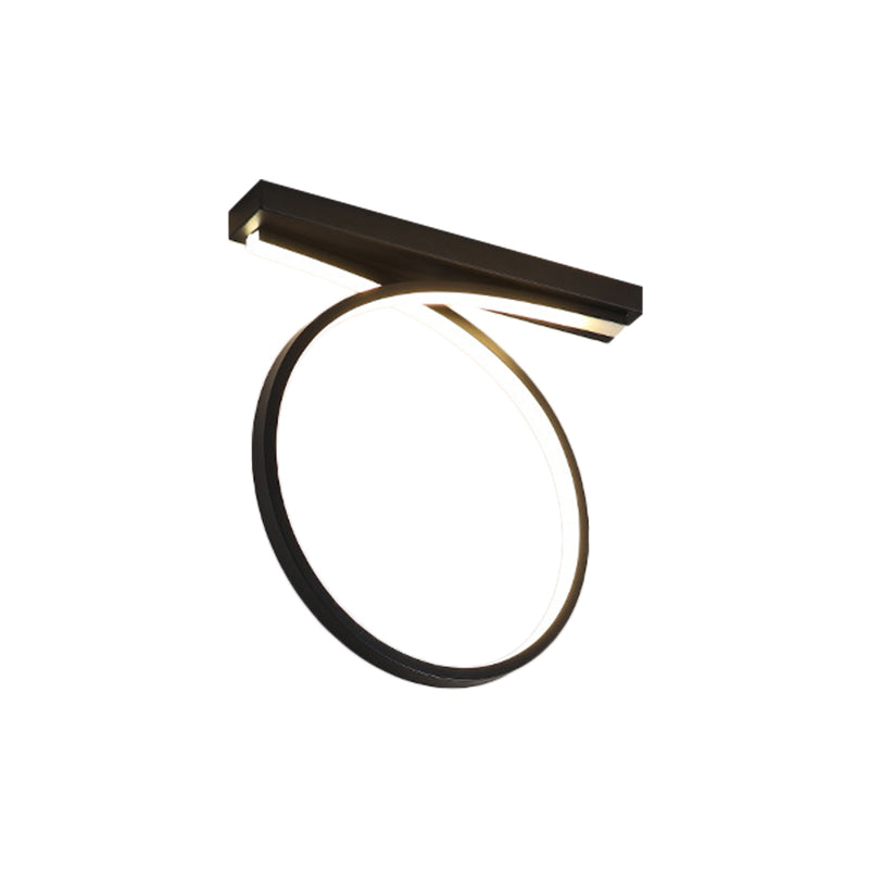 Black/Gold Loop Flush Mount Ceiling Light Simplicity Metal LED Flushmount in Warm/White Light for Restaurant Clearhalo 'Ceiling Lights' 'Close To Ceiling Lights' 'Close to ceiling' 'Flush mount' Lighting' 1805093