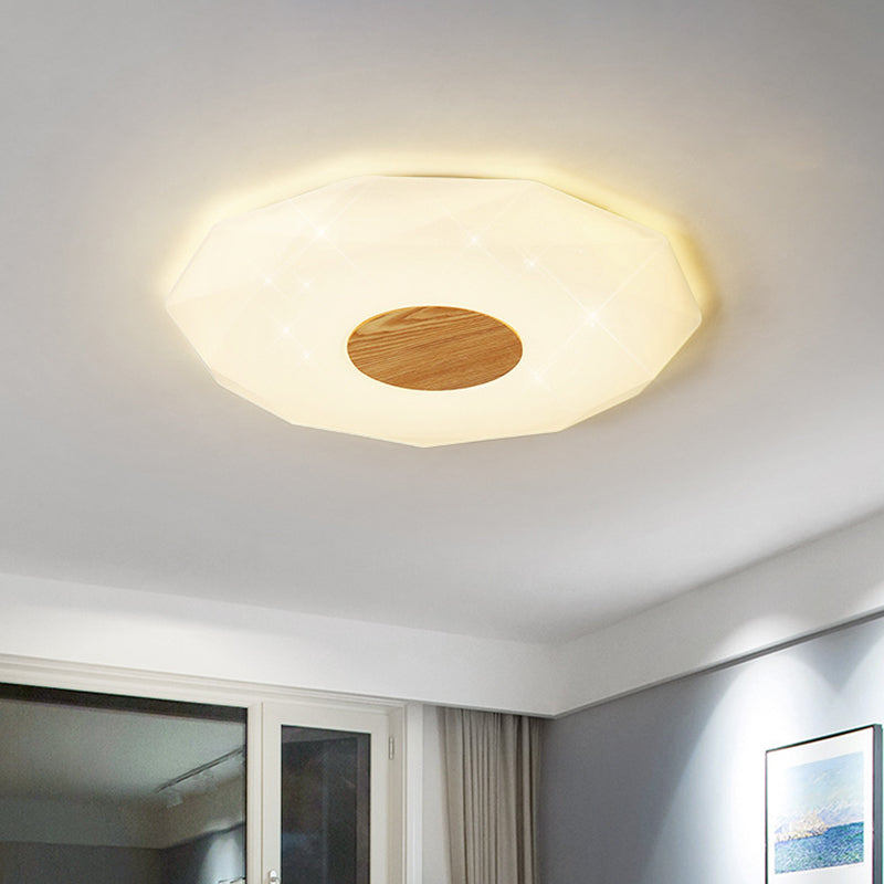 Polygon Acrylic Flush Mount Lamp Modernism 14.5"/18.5"/22.5" Width LED White Ceiling Flush in Warm/White Light White Clearhalo 'Ceiling Lights' 'Close To Ceiling Lights' 'Close to ceiling' 'Flush mount' Lighting' 1805094