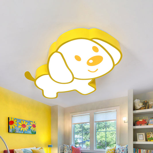 Cute Dog Ceiling Mounted Light Cartoon Acrylic Kids Room LED Flush Lamp Fixture in Yellow Yellow Clearhalo 'Ceiling Lights' 'Close To Ceiling Lights' 'Close to ceiling' 'Flush mount' Lighting' 1805100