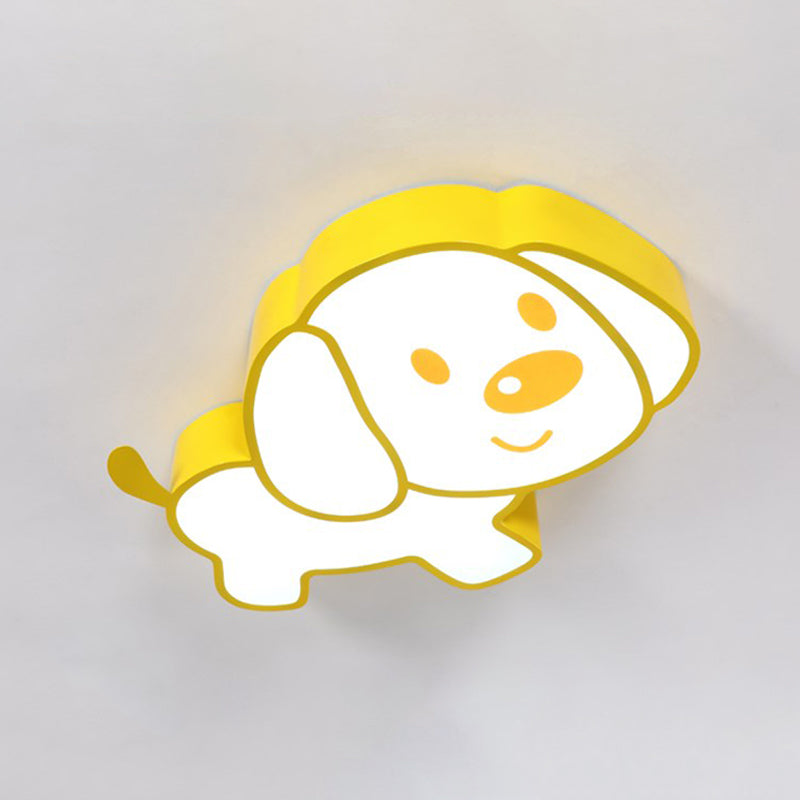 Cute Dog Ceiling Mounted Light Cartoon Acrylic Kids Room LED Flush Lamp Fixture in Yellow Clearhalo 'Ceiling Lights' 'Close To Ceiling Lights' 'Close to ceiling' 'Flush mount' Lighting' 1805102