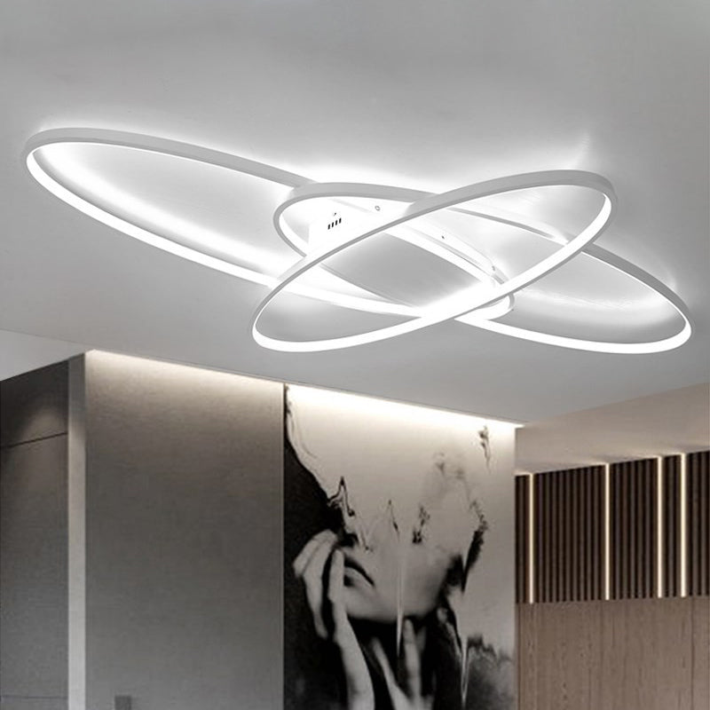 Orbital Boys Bedroom LED Flush Mount Acrylic Modern Ceiling Flushmount Lamp in Warm/White Light, Black/White White Clearhalo 'Ceiling Lights' 'Close To Ceiling Lights' 'Close to ceiling' 'Flush mount' Lighting' 1805121