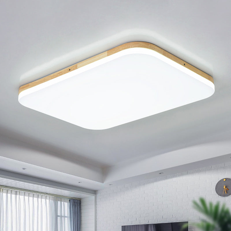 Rectangle Ceiling Flush Simple Acrylic 25.5"/34" Long Beige Flush Mount Light Fixture for Living Room Beige Clearhalo 'Ceiling Lights' 'Close To Ceiling Lights' 'Close to ceiling' 'Flush mount' Lighting' 1805125