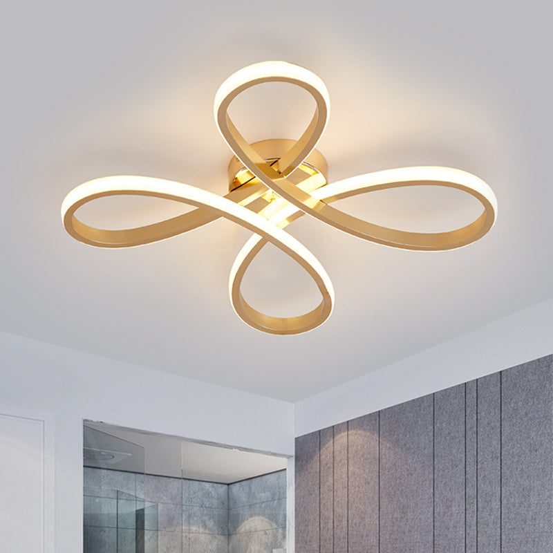 Chinese Knot Ceiling Flush Mount Modernism Metallic LED Gold Semi Flush Lamp in Warm/White Light, 19.5"/25.5" Wide Clearhalo 'Ceiling Lights' 'Close To Ceiling Lights' 'Close to ceiling' 'Flush mount' Lighting' 1805148