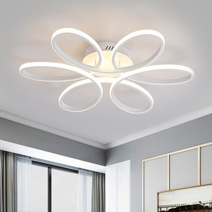 Metallic Flower Frame Flushmount Contemporary LED White Ceiling Flush Mount in Warm/White Light White Clearhalo 'Ceiling Lights' 'Close To Ceiling Lights' 'Close to ceiling' 'Flush mount' Lighting' 1805175