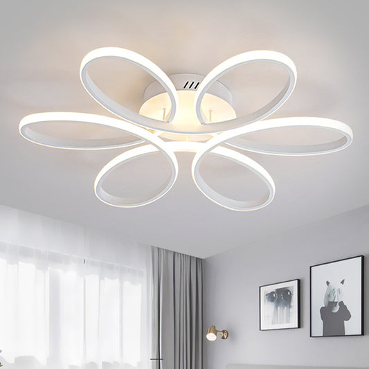 Metallic Flower Frame Flushmount Contemporary LED White Ceiling Flush Mount in Warm/White Light Clearhalo 'Ceiling Lights' 'Close To Ceiling Lights' 'Close to ceiling' 'Flush mount' Lighting' 1805176