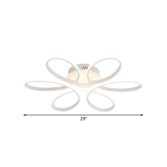 Metallic Flower Frame Flushmount Contemporary LED White Ceiling Flush Mount in Warm/White Light Clearhalo 'Ceiling Lights' 'Close To Ceiling Lights' 'Close to ceiling' 'Flush mount' Lighting' 1805178