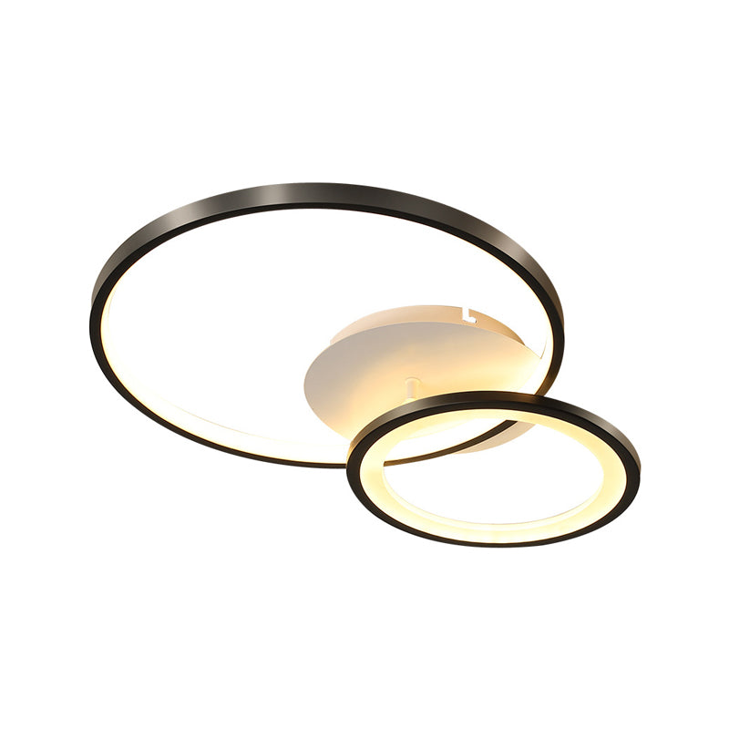 16"/19.5" Wide Ring Ceiling Mount Lamp Minimal Iron Bedroom LED Flush Mount in Warm/White Light, Black Clearhalo 'Ceiling Lights' 'Close To Ceiling Lights' 'Close to ceiling' 'Flush mount' Lighting' 1805202