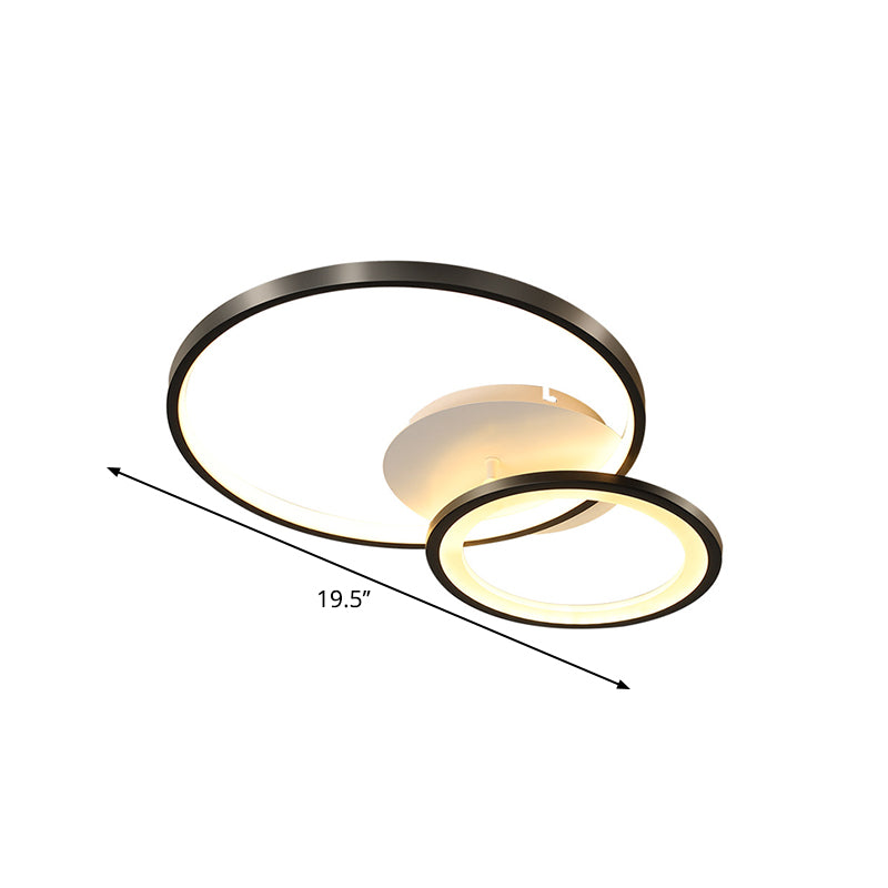 16"/19.5" Wide Ring Ceiling Mount Lamp Minimal Iron Bedroom LED Flush Mount in Warm/White Light, Black Clearhalo 'Ceiling Lights' 'Close To Ceiling Lights' 'Close to ceiling' 'Flush mount' Lighting' 1805204