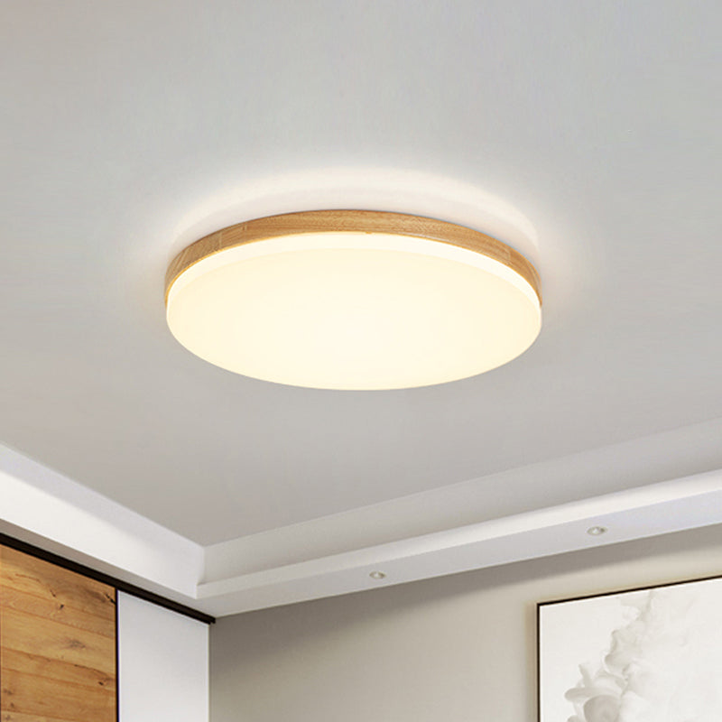 LED Bedroom Flush Mount Light Minimalism Beige Ceiling Lighting with Circular Acrylic Shade, 10"/15"/19" W Beige Clearhalo 'Ceiling Lights' 'Close To Ceiling Lights' 'Close to ceiling' 'Flush mount' Lighting' 1805205