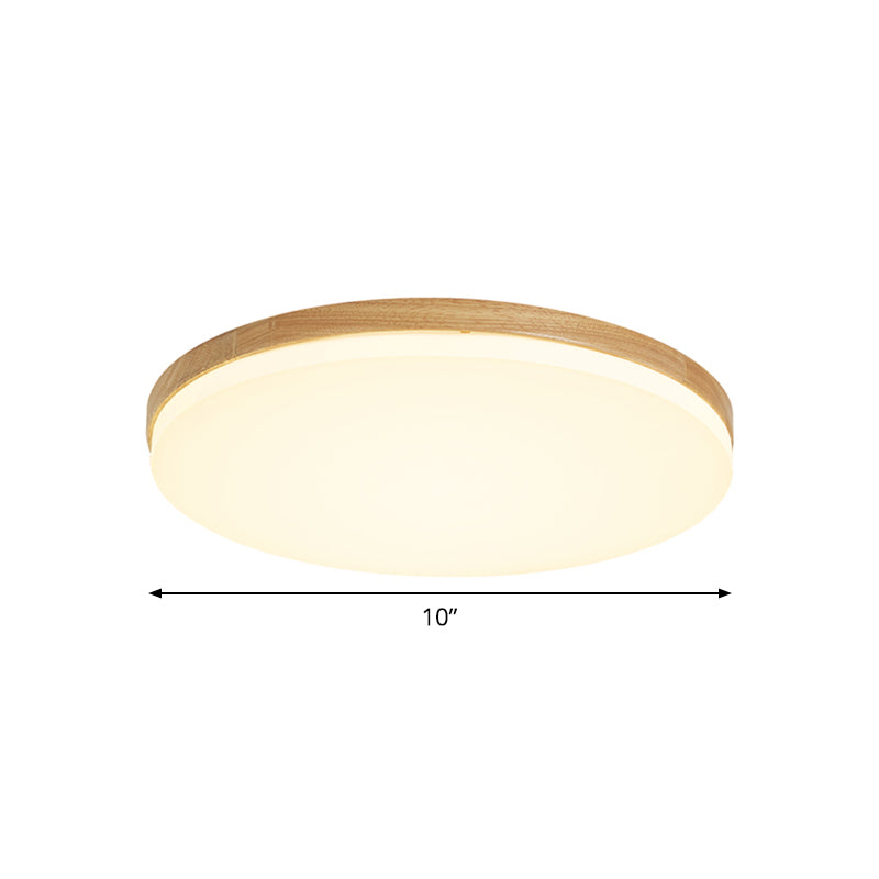 LED Bedroom Flush Mount Light Minimalism Beige Ceiling Lighting with Circular Acrylic Shade, 10"/15"/19" W Clearhalo 'Ceiling Lights' 'Close To Ceiling Lights' 'Close to ceiling' 'Flush mount' Lighting' 1805208