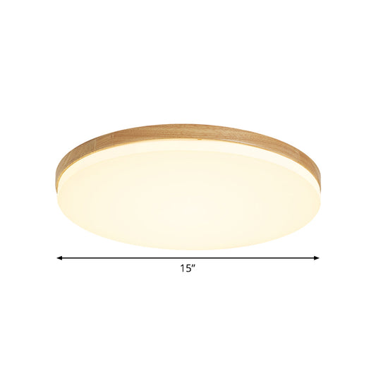 LED Bedroom Flush Mount Light Minimalism Beige Ceiling Lighting with Circular Acrylic Shade, 10"/15"/19" W Clearhalo 'Ceiling Lights' 'Close To Ceiling Lights' 'Close to ceiling' 'Flush mount' Lighting' 1805209