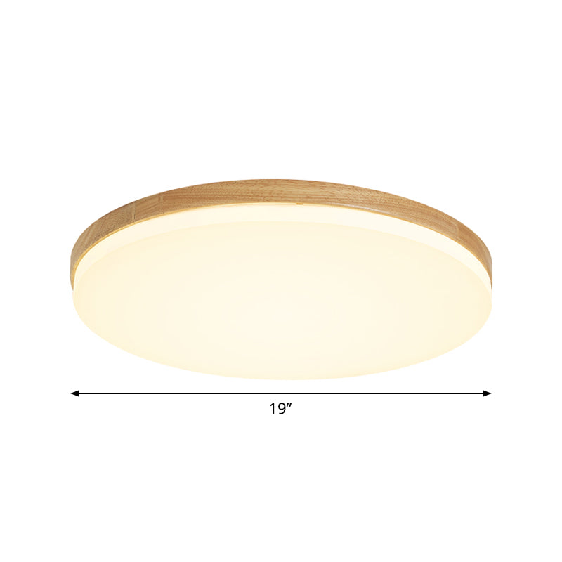 LED Bedroom Flush Mount Light Minimalism Beige Ceiling Lighting with Circular Acrylic Shade, 10"/15"/19" W Clearhalo 'Ceiling Lights' 'Close To Ceiling Lights' 'Close to ceiling' 'Flush mount' Lighting' 1805210