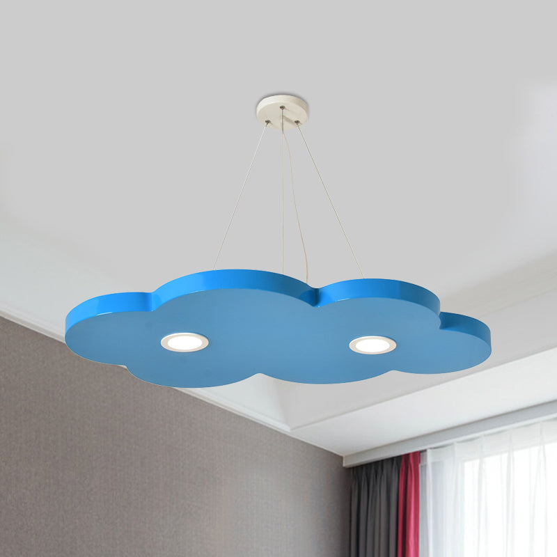 Orange/Blue/Green Cloud Hanging Lamp Cartoon Style LED Metal Pendant Chandelier in Warm/White Light for Nursery Clearhalo 'Ceiling Lights' 'Chandeliers' Lighting' options 1805213