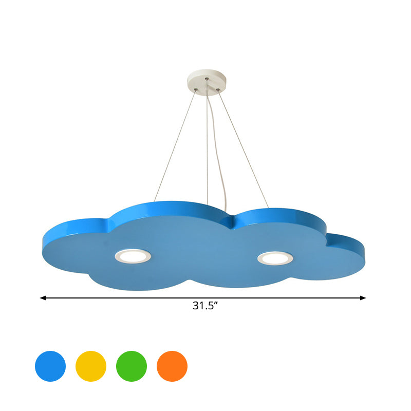 Orange/Blue/Green Cloud Hanging Lamp Cartoon Style LED Metal Pendant Chandelier in Warm/White Light for Nursery Clearhalo 'Ceiling Lights' 'Chandeliers' Lighting' options 1805215