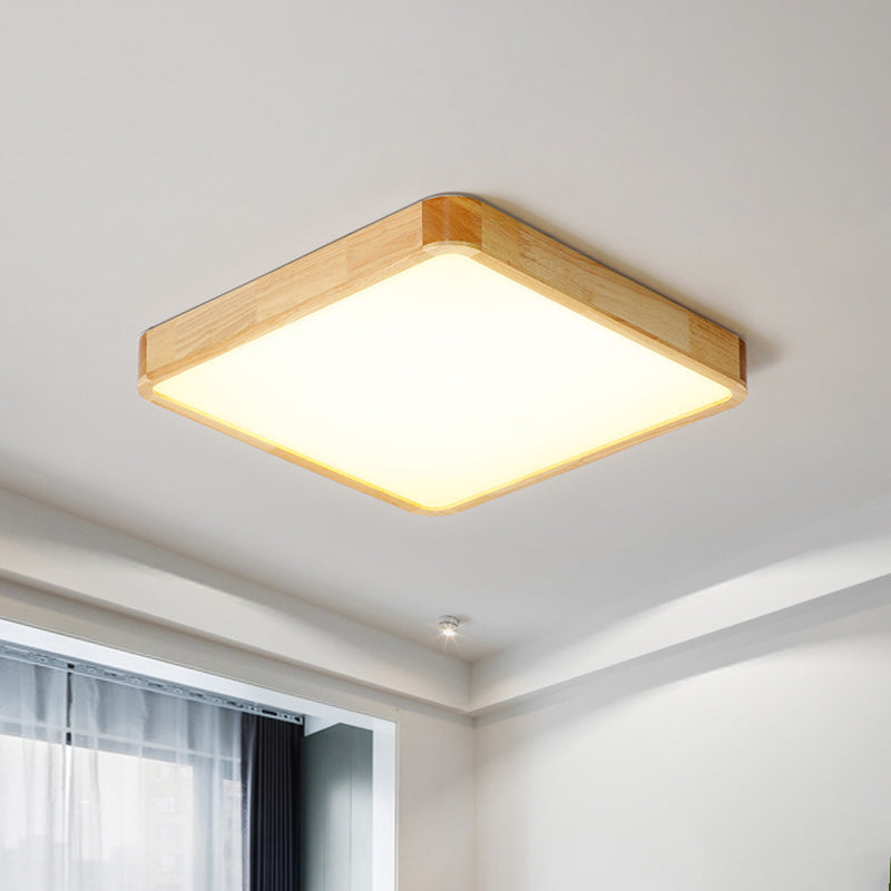 Simplicity LED Flush Mount Fixture Beige Square Ceiling Flush with Acrylic Shade in Warm/White Light, 18"/21"/25.5" W Beige Clearhalo 'Ceiling Lights' 'Close To Ceiling Lights' 'Close to ceiling' 'Flush mount' Lighting' 1805243