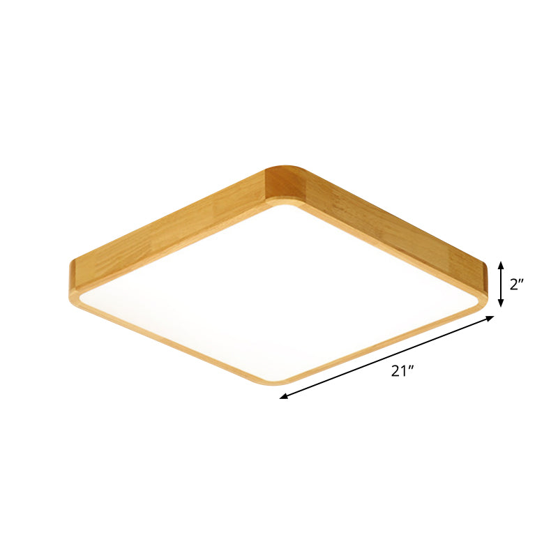 Simplicity LED Flush Mount Fixture Beige Square Ceiling Flush with Acrylic Shade in Warm/White Light, 18"/21"/25.5" W Clearhalo 'Ceiling Lights' 'Close To Ceiling Lights' 'Close to ceiling' 'Flush mount' Lighting' 1805247