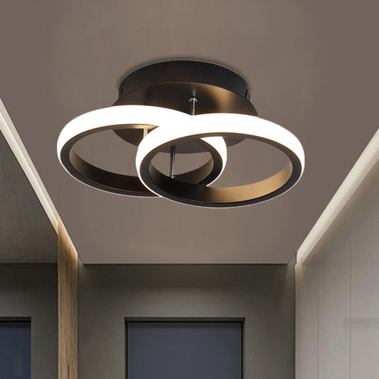 LED Corridor Semi Flush Mount Simple Black Ceiling Fixture with Square/Round Metal Shade in Warm/White Light Clearhalo 'Ceiling Lights' 'Close To Ceiling Lights' 'Close to ceiling' 'Semi-flushmount' Lighting' 1805264