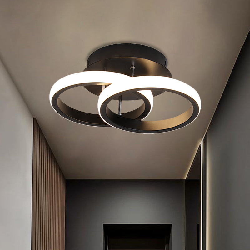LED Corridor Semi Flush Mount Simple Black Ceiling Fixture with Square/Round Metal Shade in Warm/White Light Clearhalo 'Ceiling Lights' 'Close To Ceiling Lights' 'Close to ceiling' 'Semi-flushmount' Lighting' 1805265