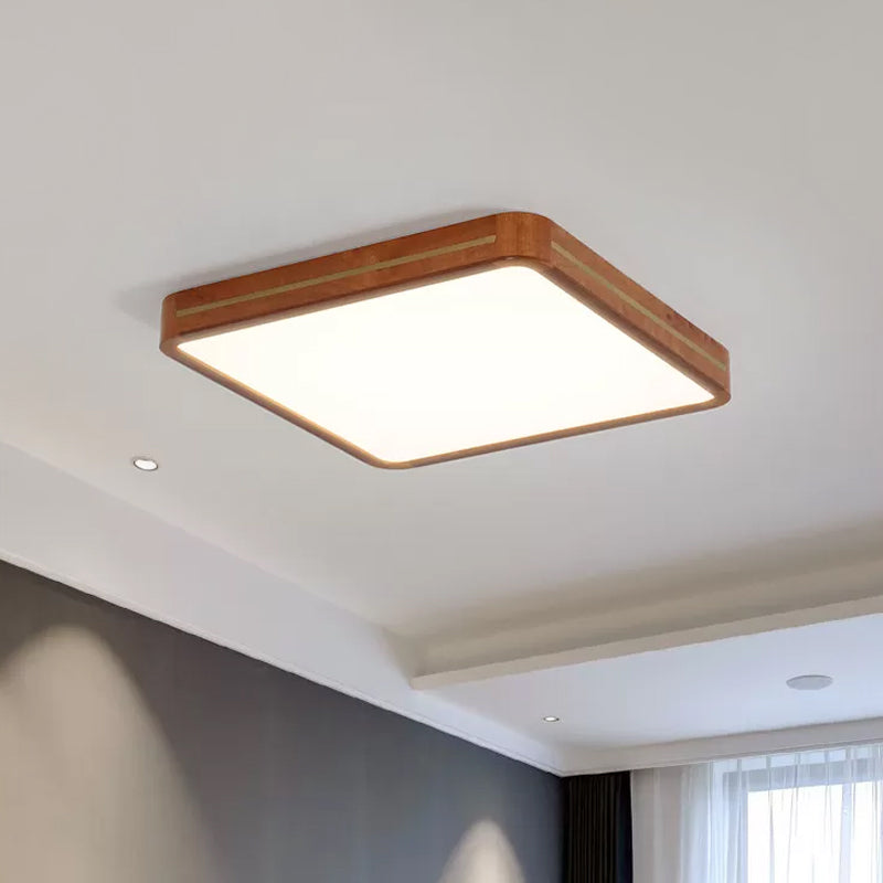 Modern Square/Rectangle Ceiling Light Acrylic Sleeping Room LED Flush Mount Lighting in Brown, 17"/21"/25.5" Length Brown Clearhalo 'Ceiling Lights' 'Close To Ceiling Lights' 'Close to ceiling' 'Flush mount' Lighting' 1805276