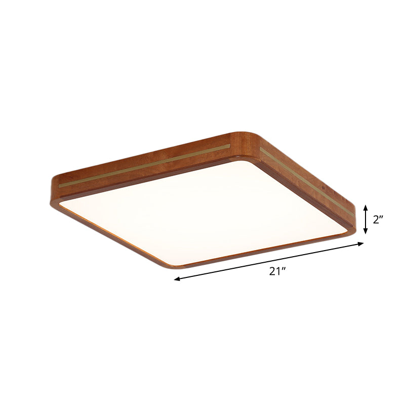 Modern Square/Rectangle Ceiling Light Acrylic Sleeping Room LED Flush Mount Lighting in Brown, 17"/21"/25.5" Length Clearhalo 'Ceiling Lights' 'Close To Ceiling Lights' 'Close to ceiling' 'Flush mount' Lighting' 1805280