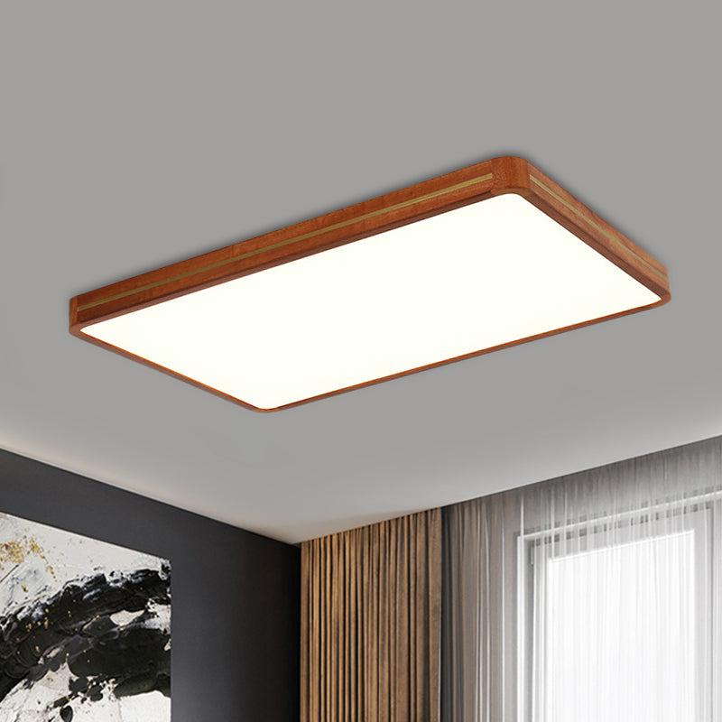 Modern Square/Rectangle Ceiling Light Acrylic Sleeping Room LED Flush Mount Lighting in Brown, 17"/21"/25.5" Length Brown 25.5" Clearhalo 'Ceiling Lights' 'Close To Ceiling Lights' 'Close to ceiling' 'Flush mount' Lighting' 1805281