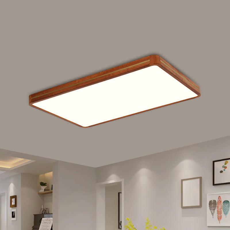 Modern Square/Rectangle Ceiling Light Acrylic Sleeping Room LED Flush Mount Lighting in Brown, 17"/21"/25.5" Length Clearhalo 'Ceiling Lights' 'Close To Ceiling Lights' 'Close to ceiling' 'Flush mount' Lighting' 1805283