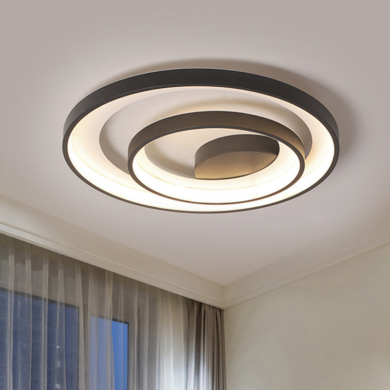 16.5"/20.5" W Circle Ceiling Lamp Simplicity Metallic Sleeping Room LED Flush Mount Lighting in Black, Warm/White Light Black Clearhalo 'Ceiling Lights' 'Close To Ceiling Lights' 'Close to ceiling' 'Flush mount' Lighting' 1805295