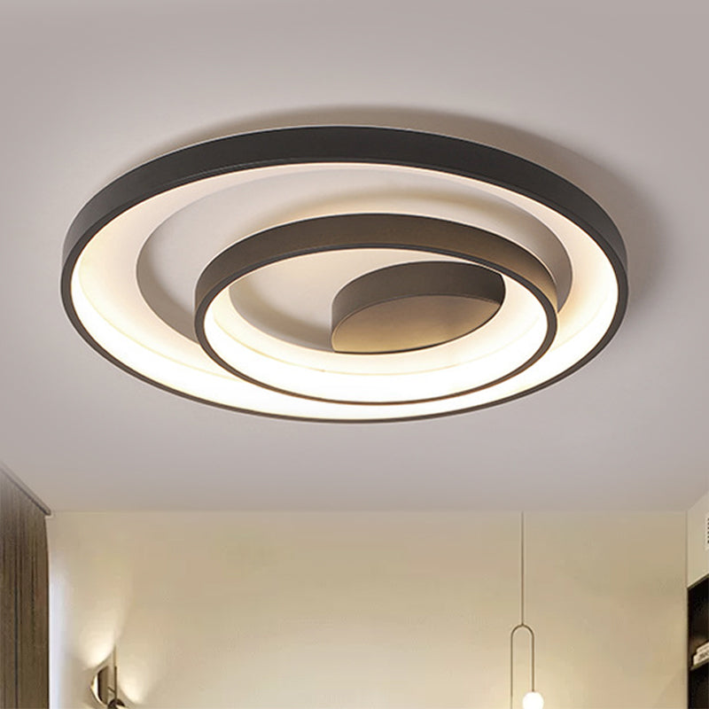 16.5"/20.5" W Circle Ceiling Lamp Simplicity Metallic Sleeping Room LED Flush Mount Lighting in Black, Warm/White Light Clearhalo 'Ceiling Lights' 'Close To Ceiling Lights' 'Close to ceiling' 'Flush mount' Lighting' 1805296