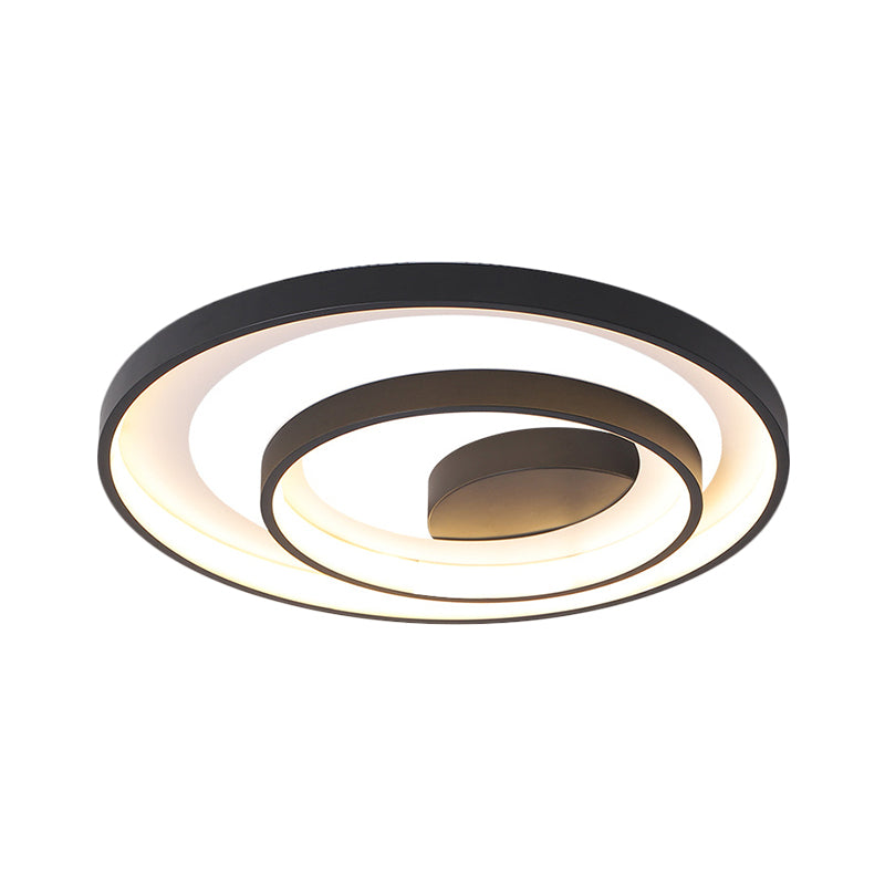 16.5"/20.5" W Circle Ceiling Lamp Simplicity Metallic Sleeping Room LED Flush Mount Lighting in Black, Warm/White Light Clearhalo 'Ceiling Lights' 'Close To Ceiling Lights' 'Close to ceiling' 'Flush mount' Lighting' 1805297