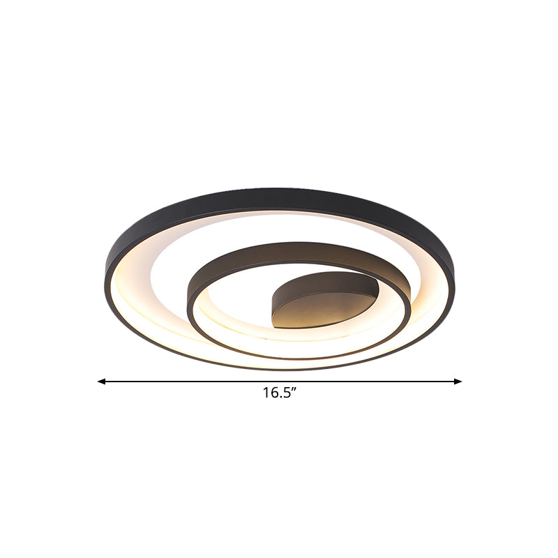 16.5"/20.5" W Circle Ceiling Lamp Simplicity Metallic Sleeping Room LED Flush Mount Lighting in Black, Warm/White Light Clearhalo 'Ceiling Lights' 'Close To Ceiling Lights' 'Close to ceiling' 'Flush mount' Lighting' 1805298