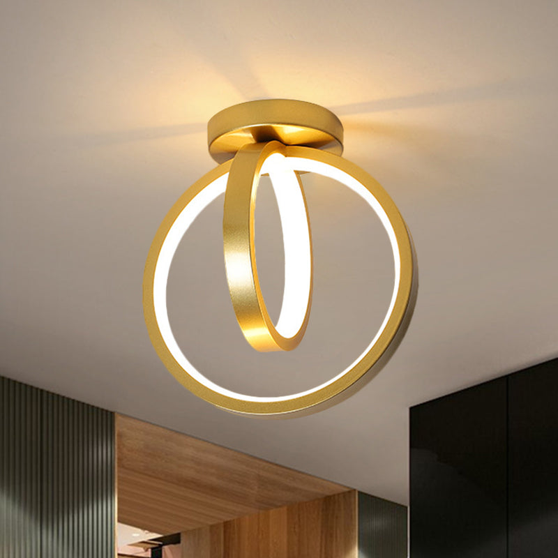 Circular Mini Hallway Flush Light Acrylic LED Minimalist Ceiling Mount Lighting in Black/Gold, Warm/White Light Gold Clearhalo 'Ceiling Lights' 'Close To Ceiling Lights' 'Close to ceiling' 'Flush mount' Lighting' 1805305