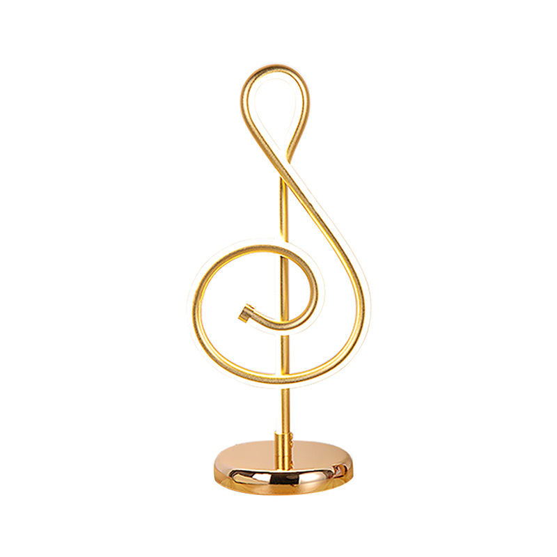 Black/White/Gold Musical Note Desk Lamp Minimalism LED Metal Night Table Lighting with Round Pedestal in Warm/White Light Clearhalo 'Lamps' 'Table Lamps' Lighting' 1805315