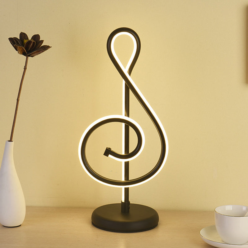 Black/White/Gold Musical Note Desk Lamp Minimalism LED Metal Night Table Lighting with Round Pedestal in Warm/White Light Clearhalo 'Lamps' 'Table Lamps' Lighting' 1805318