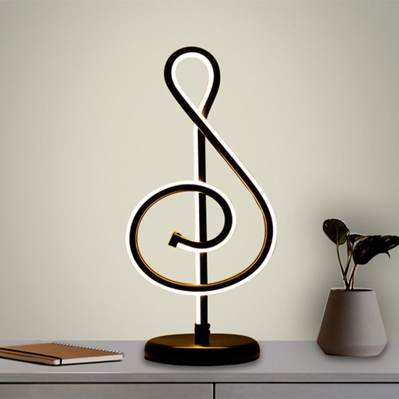 Black/White/Gold Musical Note Desk Lamp Minimalism LED Metal Night Table Lighting with Round Pedestal in Warm/White Light Clearhalo 'Lamps' 'Table Lamps' Lighting' 1805319